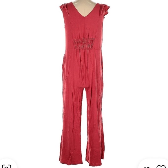 AnyBody Pink Smock Back Jumpsuit Small CARDINAL Tank Jumpsuit Flutter Sleeve - Picture 3 of 5